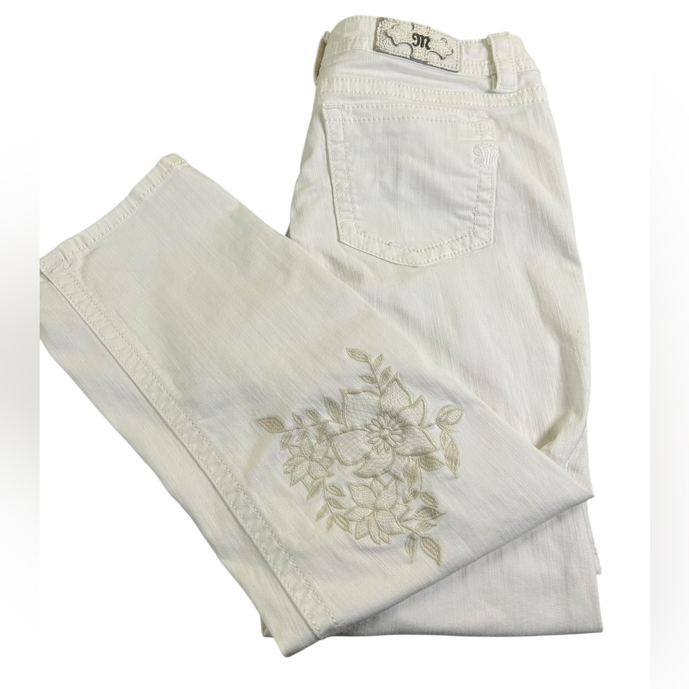 VTG Y2K Miss Me White Floral Embroidered Boyfriend‎ Capri Jeans Sz 31
